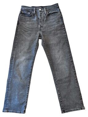 LEVI’S Wedgie Straight Soft Black Button-Fly Jeans, Size 27.